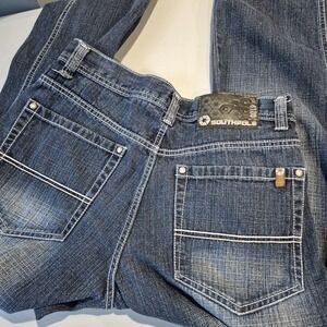 Vintage Y2K Southpole Jeans Mens 30x30 Baggy Wide Leg Skater Brown Tab Faded